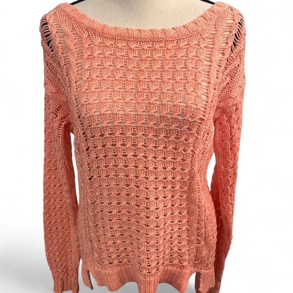 American Eagle Outfitters Coral Sweater with Side Slits Women's Small Preppy